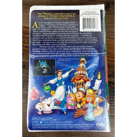 Disney’s Beauty and the Beast: An Enchanted Christmas (VHS, 1997) New Sealed - Picture 2 of 3